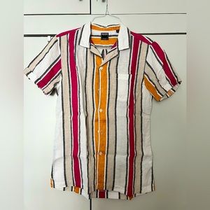 Todd Snyder Men’s Linen Button Down Camp Collar stripes — Size S